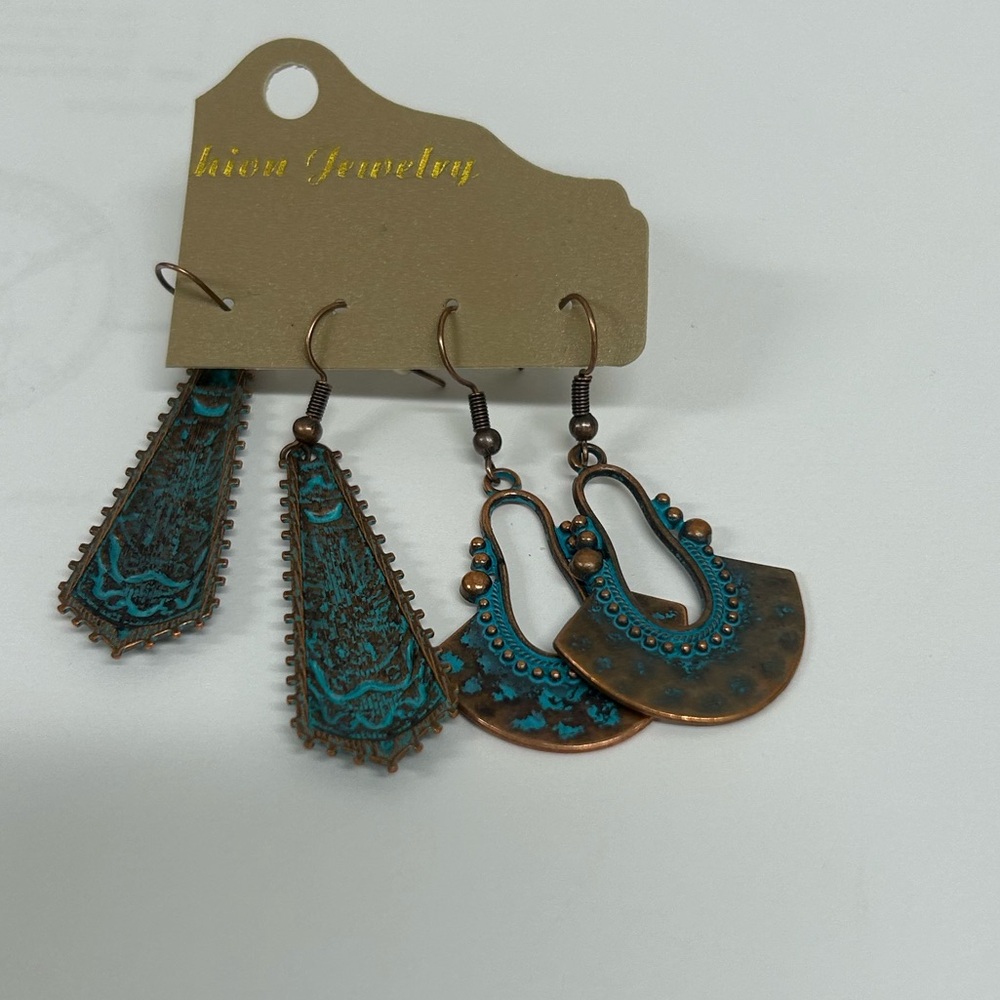 Turquoise and Bronze Earrings Set